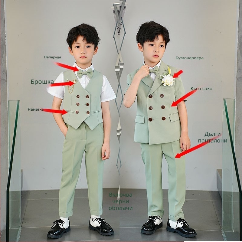 Детски костюм със сако – стил Англия; полиестер 80%; за деца над 8 г; сезон лято 2024 (Полиестер 80%, стил Англия, възраст 8+, лято 2024)