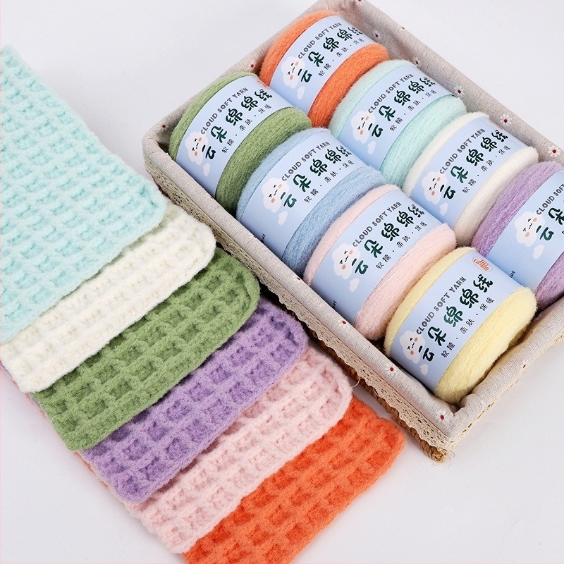 Ръчно изработена worsted прежда Milk Mousse Cotton – 5-нишкова групова нишка за тъкане