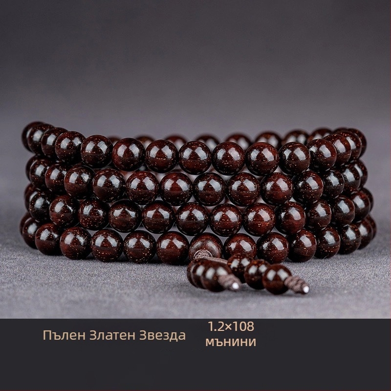 Ръчно изработена гривна от индийско сандалово дърво с мъниста и ленти, китайски стил, за мъже