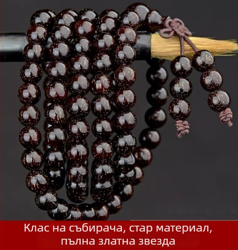 Гривна от 108 дървени мъниета на малък лист зитан, унисекс, молитвени мъниета, пролет 2023