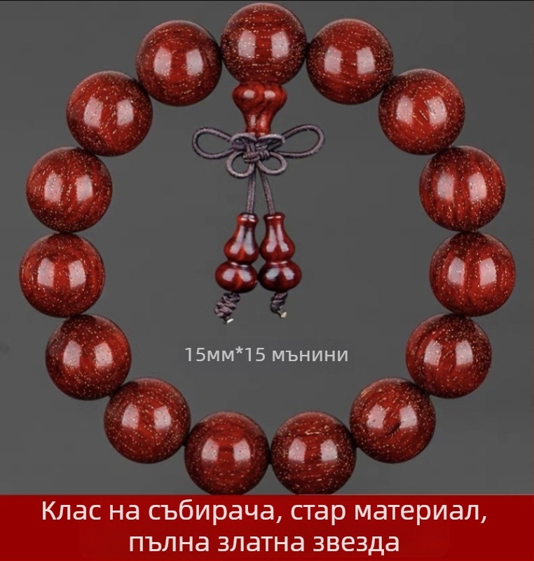 Гривна от 108 дървени мъниета на малък лист зитан, унисекс, молитвени мъниета, пролет 2023