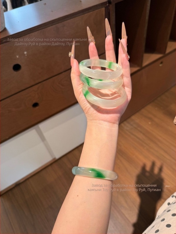 Гривна от стъкло, марка Zhuozhi bracelet, полирана обработка, китайски стил, литературно ретро