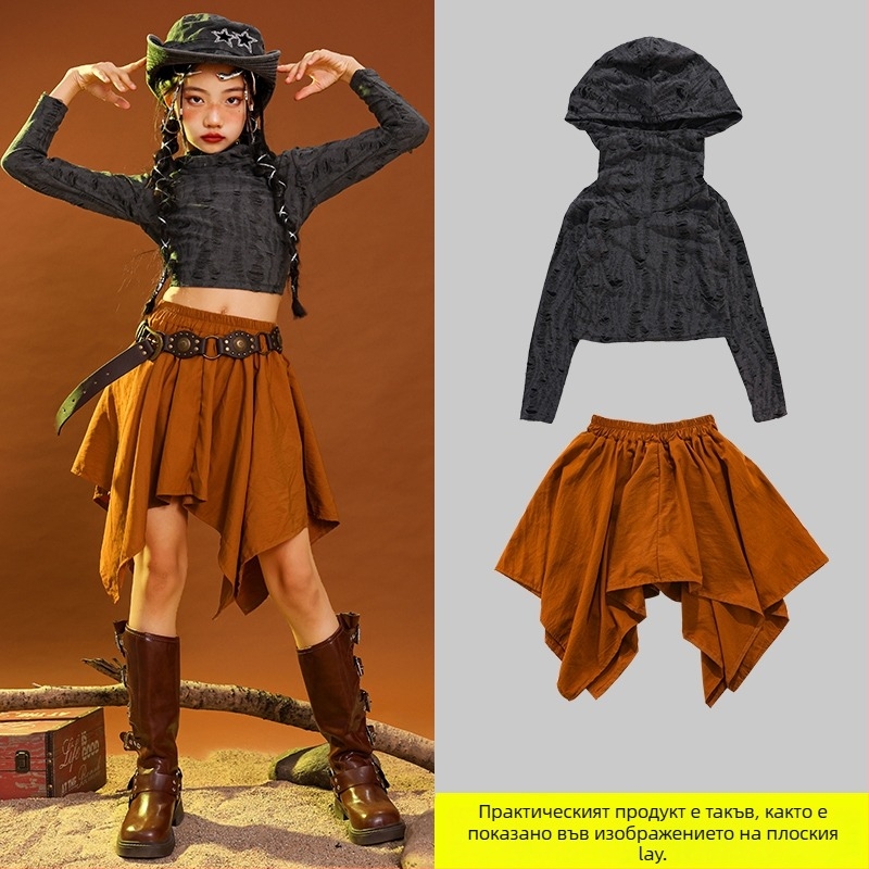 Детски костюм за хип-хоп танци, памучен плат corduroy, за деца 3–8 години (100–140 cm), пролетно-есенно сценично облекло