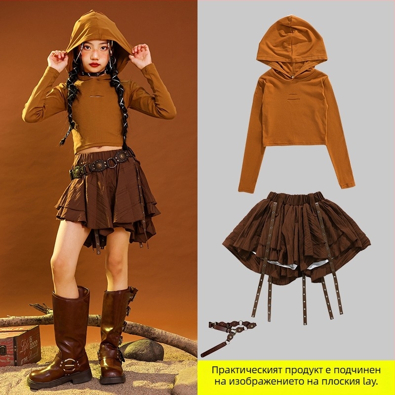 Детски костюм за хип-хоп танци, памучен плат corduroy, за деца 3–8 години (100–140 cm), пролетно-есенно сценично облекло