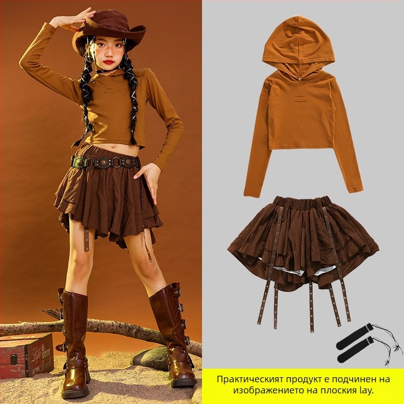 Детски костюм за хип-хоп танци, памучен плат corduroy, за деца 3–8 години (100–140 cm), пролетно-есенно сценично облекло