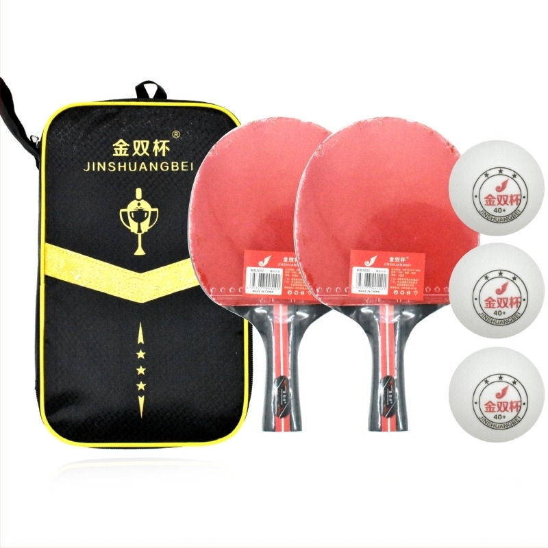 Комплект ракети за тенис на маса за начинаещи, 2 бр., марка Tree flower, леплива гума, хоризонтален захват