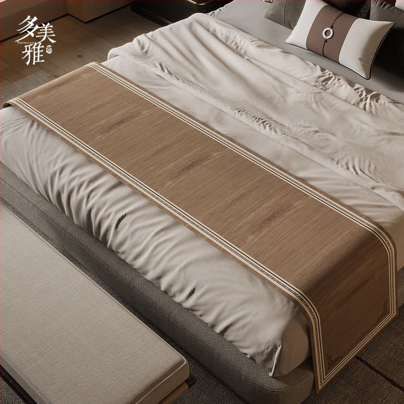 Кърпа за края на леглото в нов китайски стил, водоустойчива, полиестер, шарка пейзаж, хотелски стил, Domeya