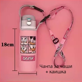 Изолиран калъф за чаша с презрамка — плат, карикатурен стил, не е вносено, без лого