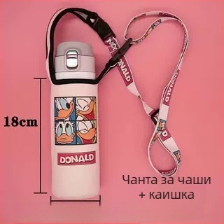 Изолиран калъф за чаша с презрамка — плат, карикатурен стил, не е вносено, без лого