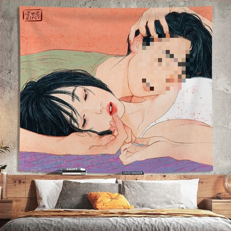 Гоблен - памучен материал, машинно тъкане, корейски стил, за хол (Памук; Машинно тъкане; Стил: Корейски; Пространство: Хол; Категория: Гоблен)