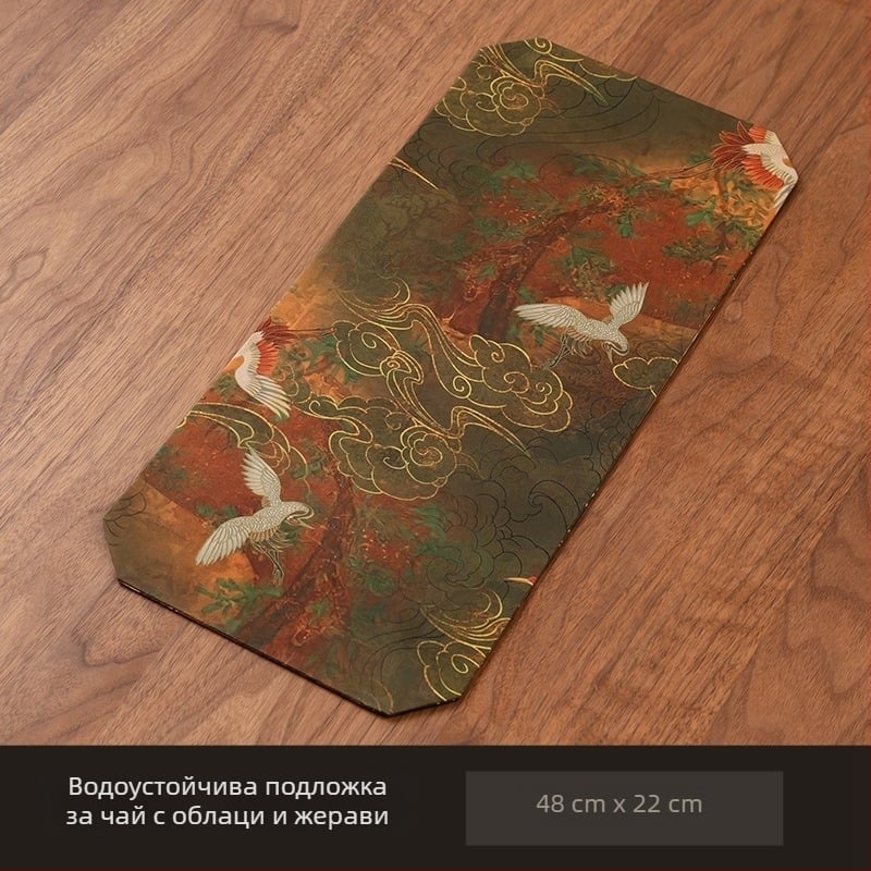 Кръгла двустранна подложка за чайна церемония, водоустойчива и изолационна, дзен стил