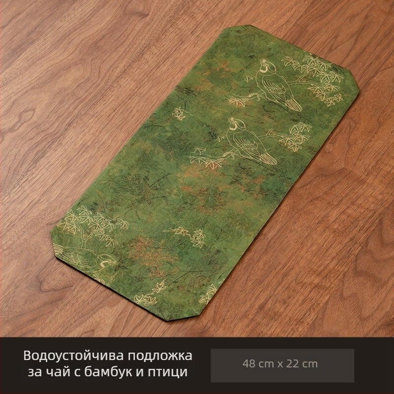 Кръгла двустранна подложка за чайна церемония, водоустойчива и изолационна, дзен стил