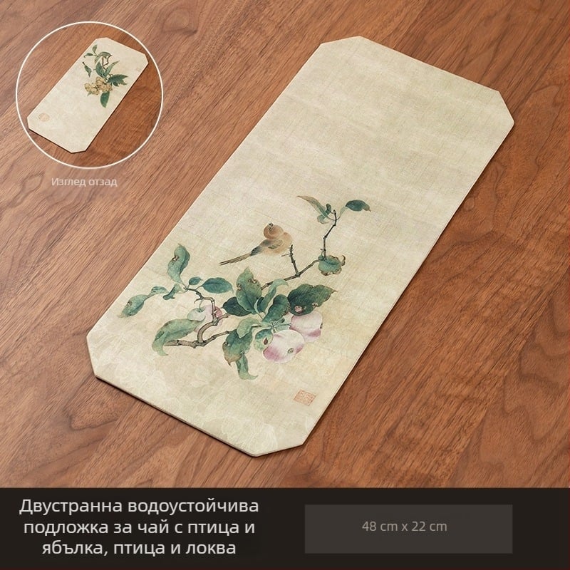 Кръгла двустранна подложка за чайна церемония, водоустойчива и изолационна, дзен стил