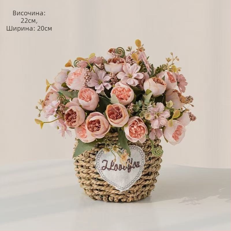 Изкуствен букет със слънчогледи, копринено платно, тактилен завършек, домашна декорация