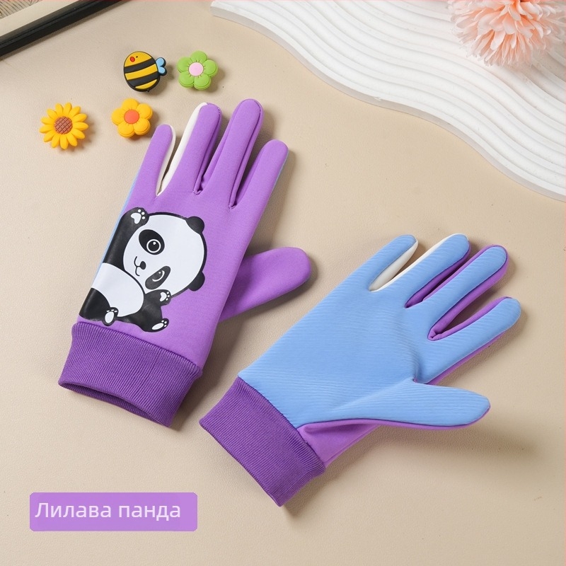 Детски зимни ръкавици от найлон за ски, за деца 5–10 години, топли, карикатурен дизайн