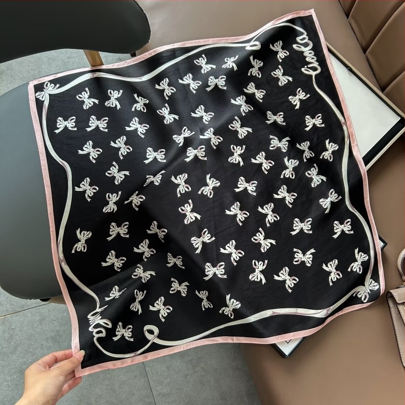 Копринен квадратен шал, 100% коприна, плоско тъкане, стил: свеж и сладък, стил Шанел, пролет