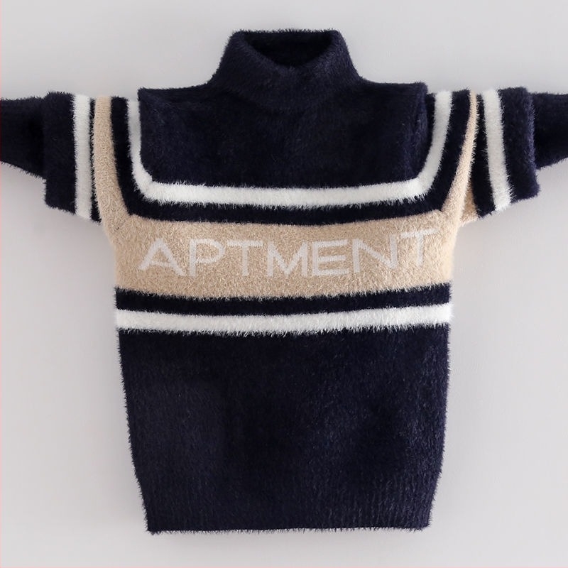 Детски Mink velvet пуловер с подплата от флис за зима (Korean-style; качулка; кръгла яка; дълги ръкави; акрилно влакно)