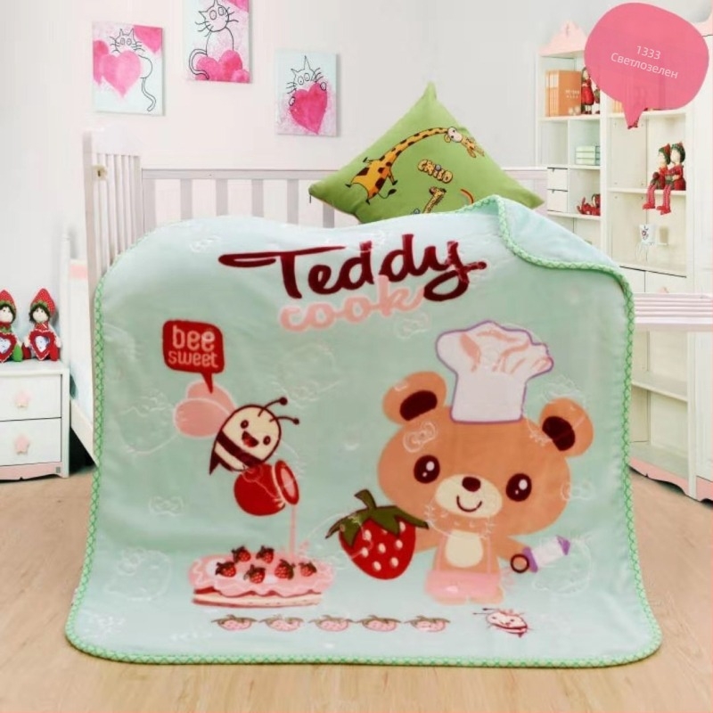 Raschel одеяло за деца, химическо влакно, 500-800 g, за възраст 1-3 години, карикатурен стил