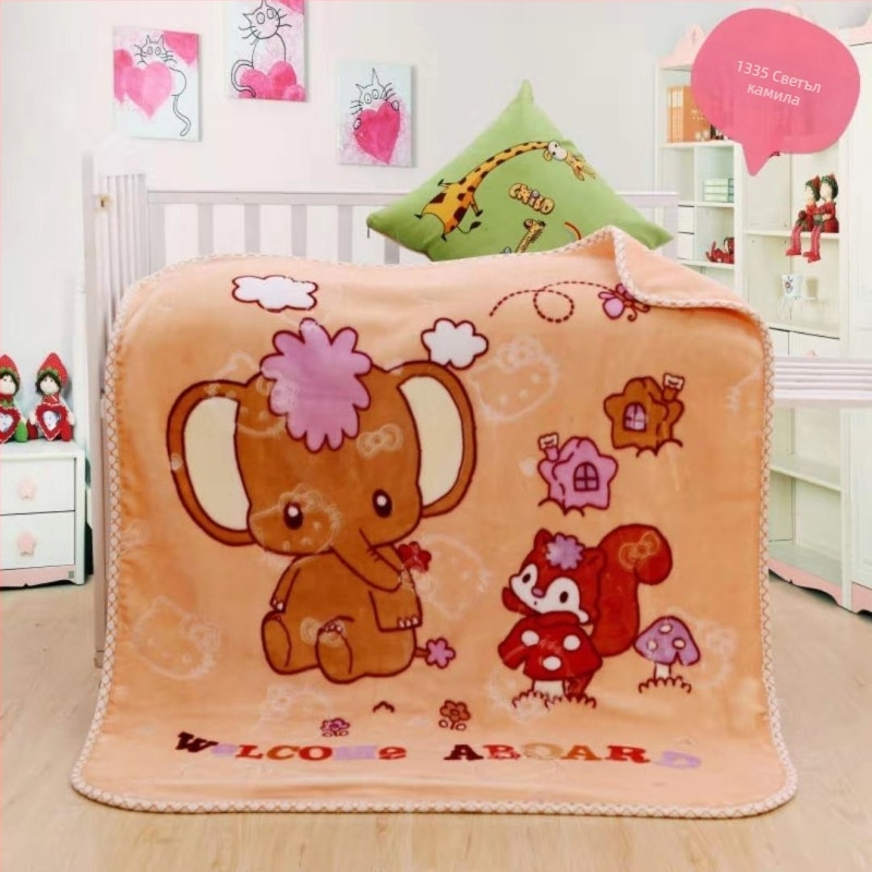 Raschel одеяло за деца, химическо влакно, 500-800 g, за възраст 1-3 години, карикатурен стил
