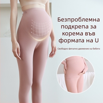 Бременни памучни термални панталони, 90–95% памук, поддържат корема, средна дебелина, есенно-зимни 2025, тясно прилепнали