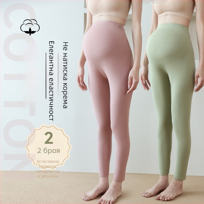 Бременни памучни термални панталони, 90–95% памук, поддържат корема, средна дебелина, есенно-зимни 2025, тясно прилепнали