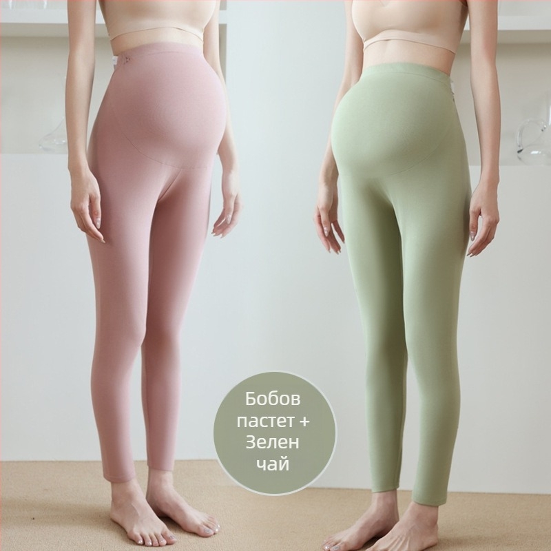 Бременни памучни термални панталони, 90–95% памук, поддържат корема, средна дебелина, есенно-зимни 2025, тясно прилепнали