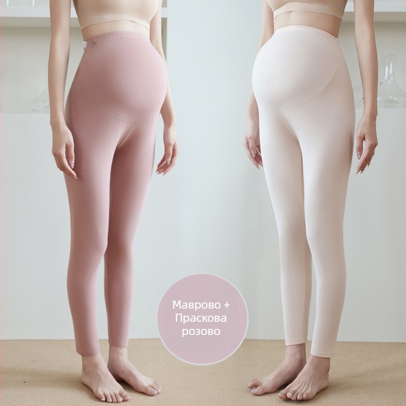 Бременни памучни термални панталони, 90–95% памук, поддържат корема, средна дебелина, есенно-зимни 2025, тясно прилепнали