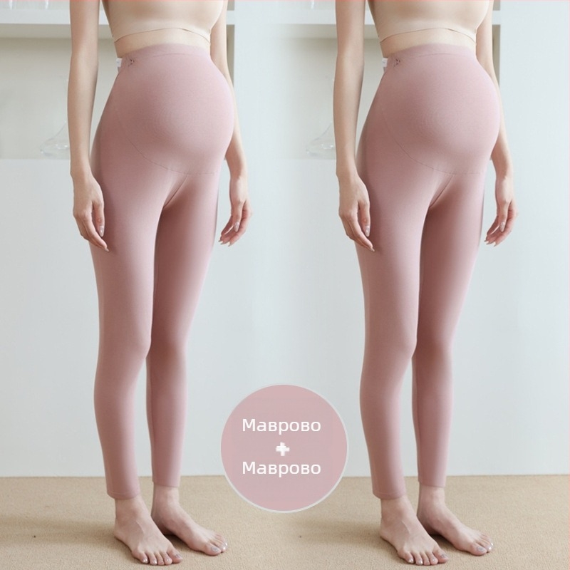 Бременни памучни термални панталони, 90–95% памук, поддържат корема, средна дебелина, есенно-зимни 2025, тясно прилепнали