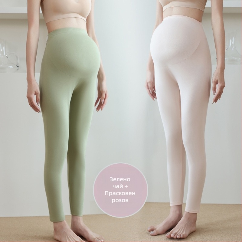 Бременни памучни термални панталони, 90–95% памук, поддържат корема, средна дебелина, есенно-зимни 2025, тясно прилепнали