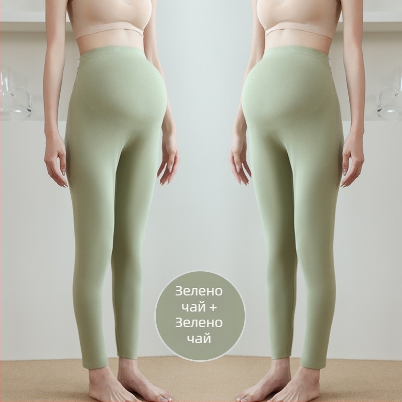 Бременни памучни термални панталони, 90–95% памук, поддържат корема, средна дебелина, есенно-зимни 2025, тясно прилепнали