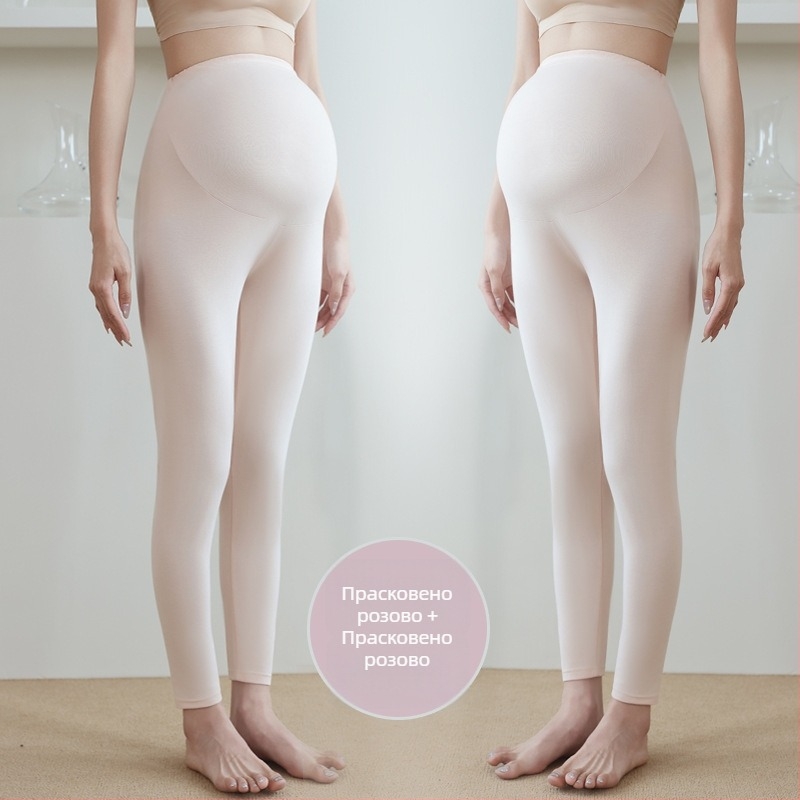 Бременни памучни термални панталони, 90–95% памук, поддържат корема, средна дебелина, есенно-зимни 2025, тясно прилепнали