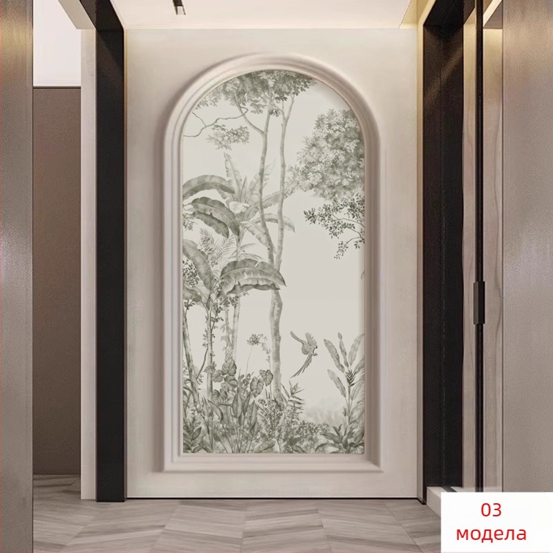 Стенно покритие за стени – Френски стил с горски елен, арков стенопис, антизамърсяващо синтетично влакно, 3‑слойна композиция