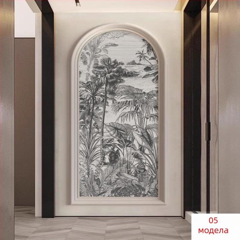 Стенно покритие за стени – Френски стил с горски елен, арков стенопис, антизамърсяващо синтетично влакно, 3‑слойна композиция