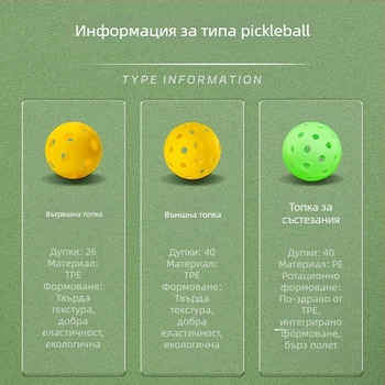 Пикълбол топки за вътрешна употреба – комплект с 26/40 дупки, ТПЕ/ПЕ материал, еднокомпонентна ротомолдинг топка