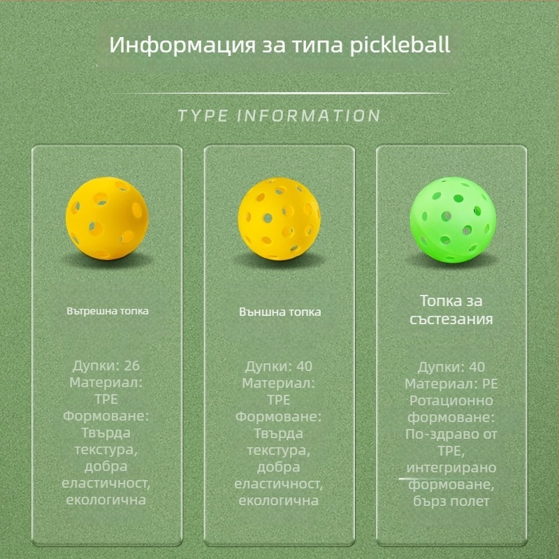 Пикълбол топки за вътрешна употреба – комплект с 26/40 дупки, ТПЕ/ПЕ материал, еднокомпонентна ротомолдинг топка