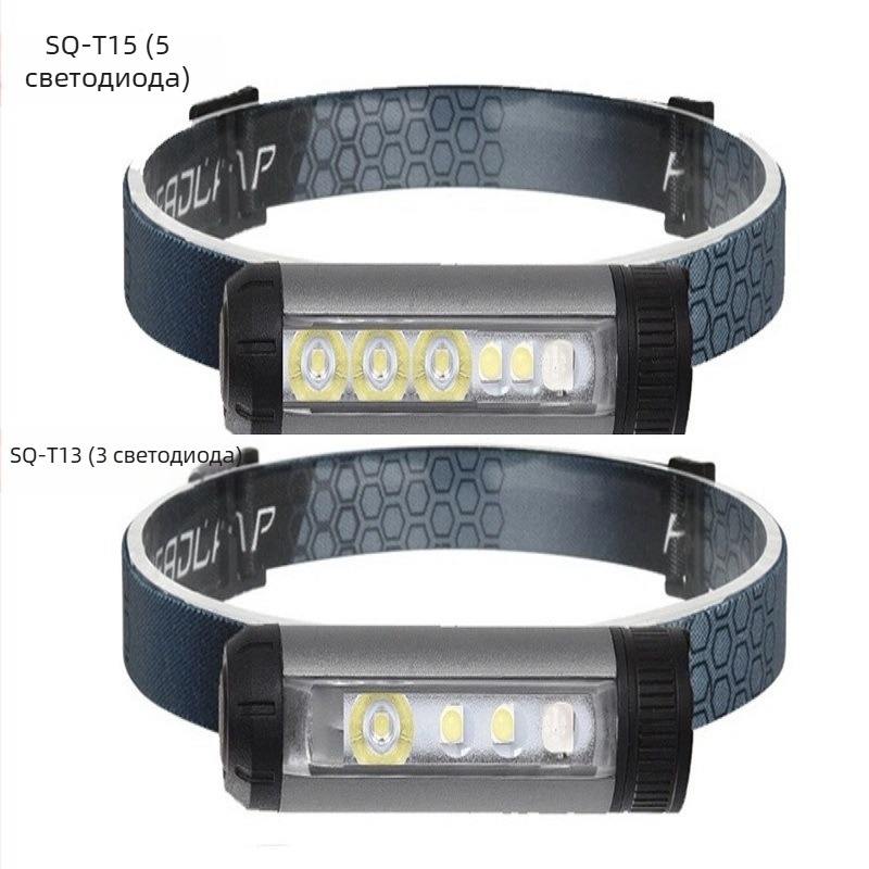 LED презареждаща се челна лампа за открити условия с 360° въртене, 1W, 500 mAh и обхват 100–200 м