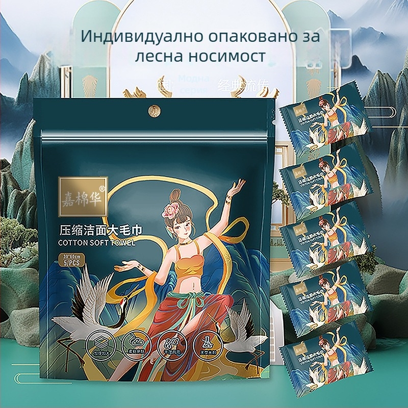 Texture Компресирана кърпа за лице от растителни влакна, Extra Thick, 50 g+, еднократна, за пътуване