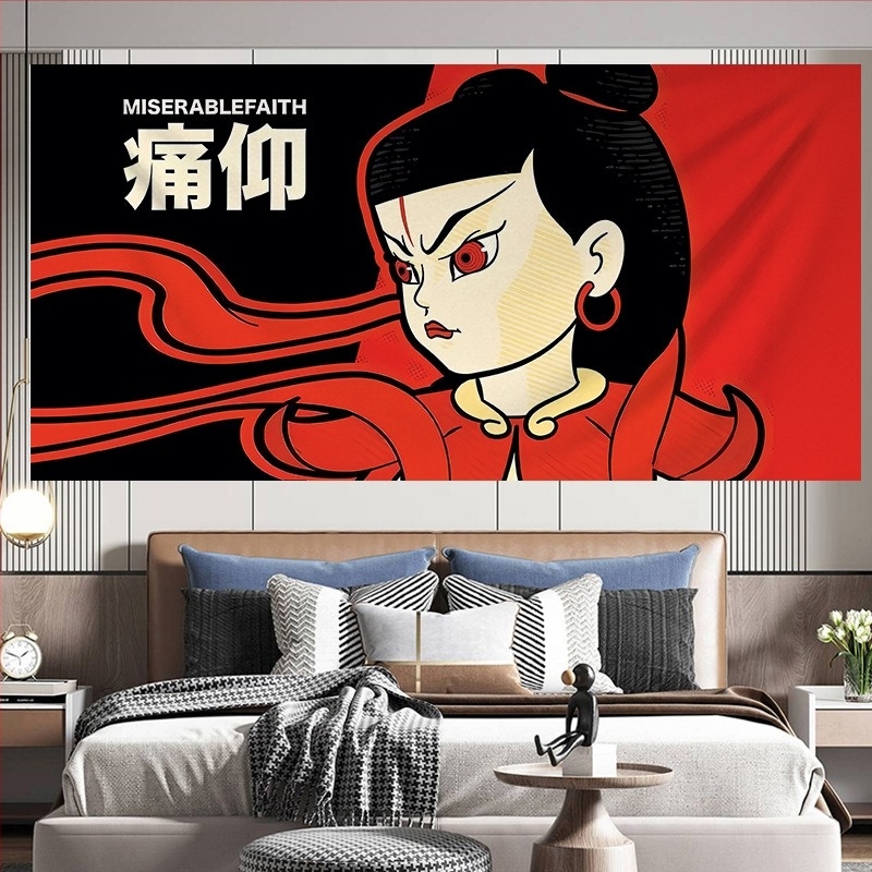 Тапестри - полиестерна стенна висулка с пейзажен мотив, правоъгълна форма, нетъкана тъкан, стил Национален дух; 91–100% полиестер; подходяща за дневна, спалня, открито, ресторант, баня, балкон, детска стая