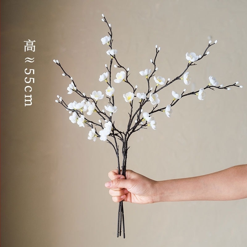 Изкуствена коприна клонка със сливово цветче за домашна декорация - стил, 3D печат и меко усещане