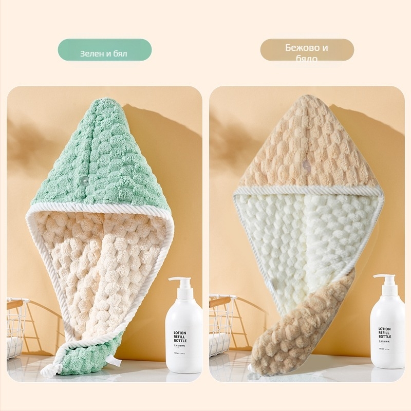 Шапка за сушене на коса за деца, двупластова турбан-шапка, удебелена, висока попиваемост, бързо съхнене