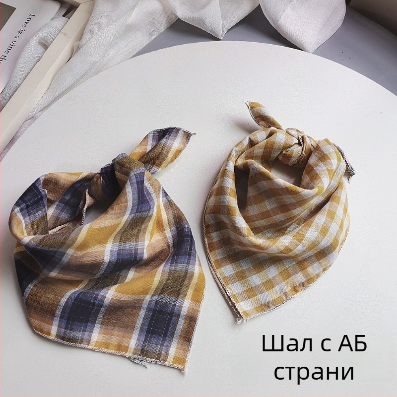 Детски памучен квадратен шал - каре, жакардова тъкан, декоративен