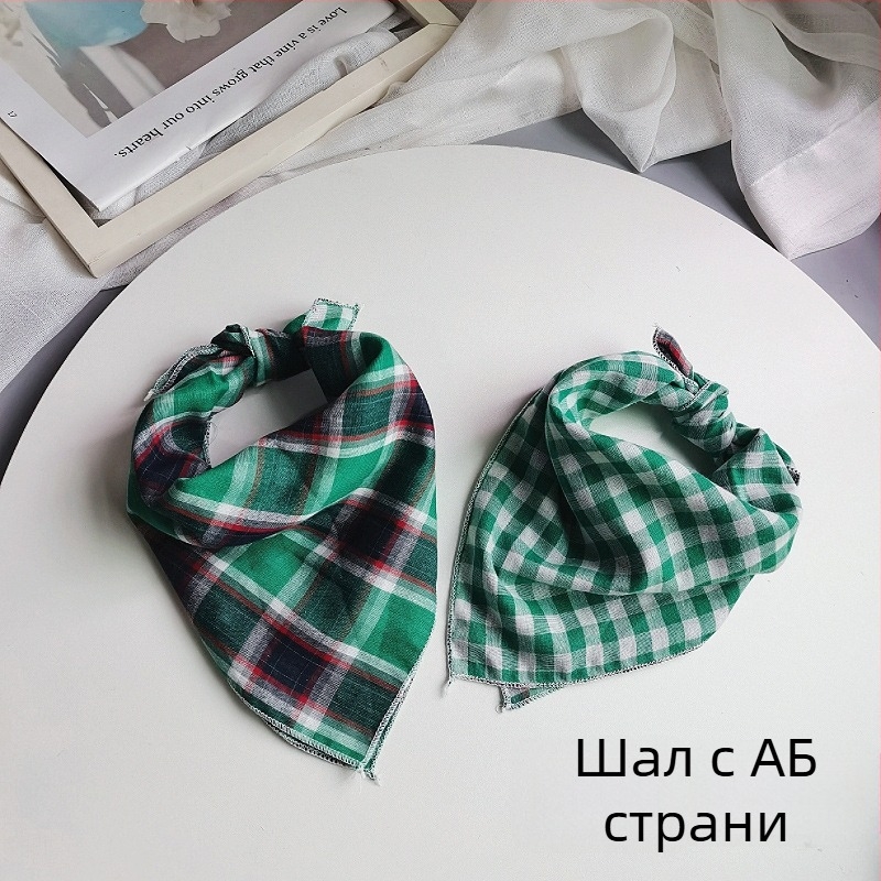 Детски памучен квадратен шал - каре, жакардова тъкан, декоративен