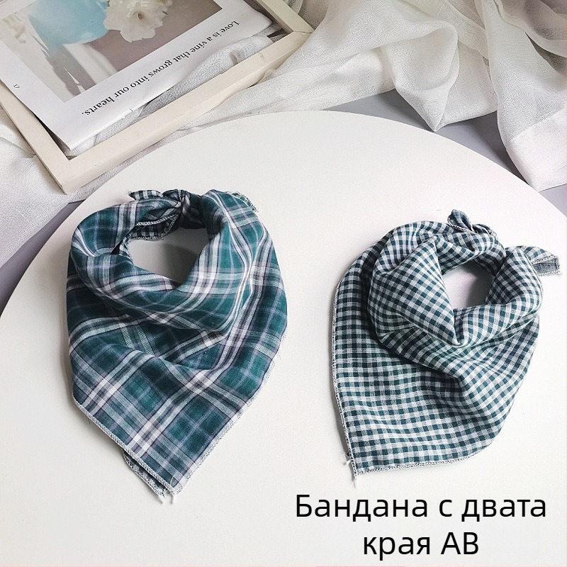 Детски памучен квадратен шал - каре, жакардова тъкан, декоративен