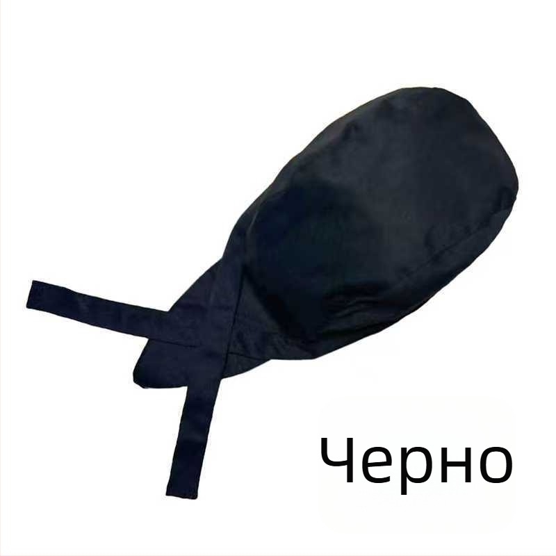 Памучна поварска шапка с райета, куполна горна част, warp-knitted конструкция, регулируема лента за глава