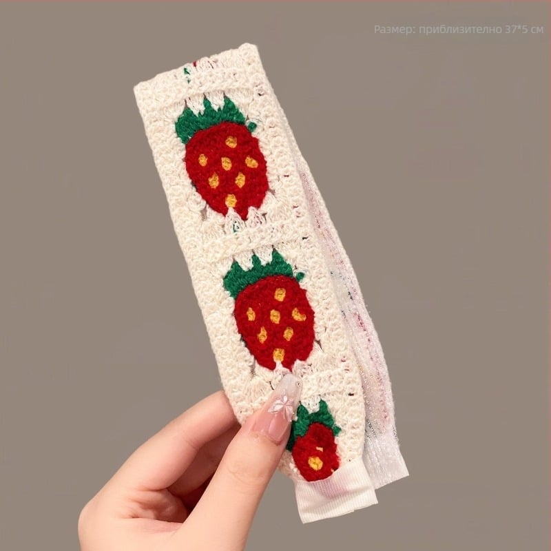 Плетена лепяща лента за коса за деца, цветеобразна форма, панделка, ръчна изработка от вълна