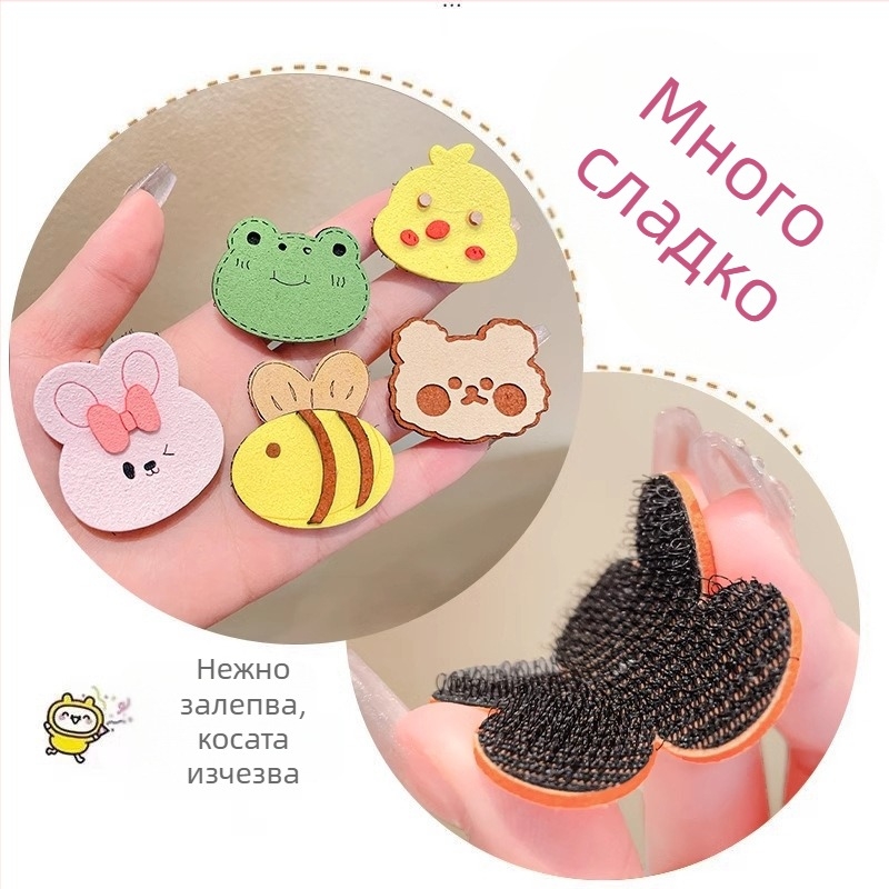 Детска щипка за коса - плат, анимационен стил, ръчна изработка