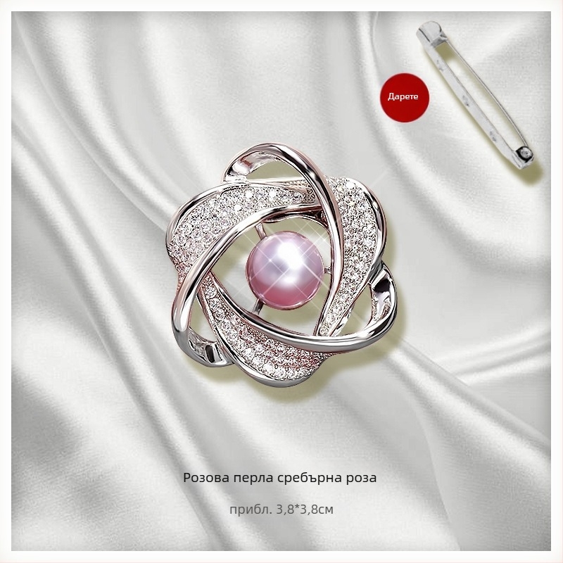 Закопчалка за шал и брошка с флорална украса, сплав със златно инкрустиране, персонализиране