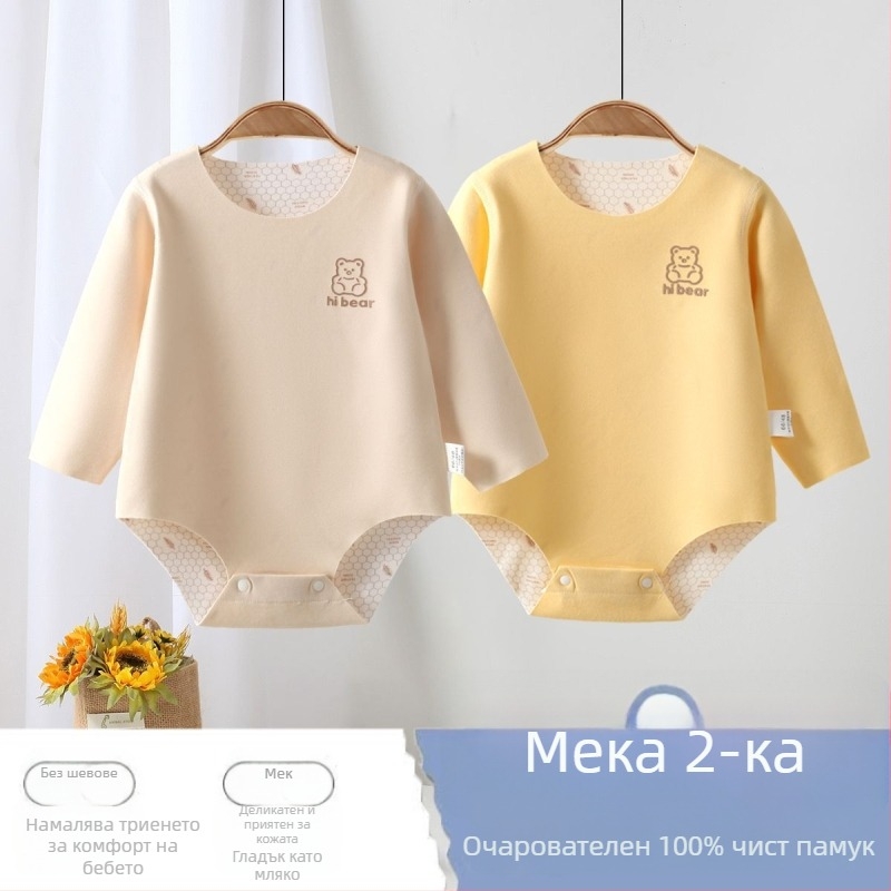 Унисекс ромпер за новородени от Corduroy с 96% заешка коса, дълги ръкави, пролетен сезон