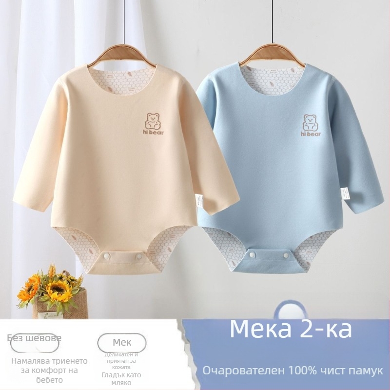 Унисекс ромпер за новородени от Corduroy с 96% заешка коса, дълги ръкави, пролетен сезон