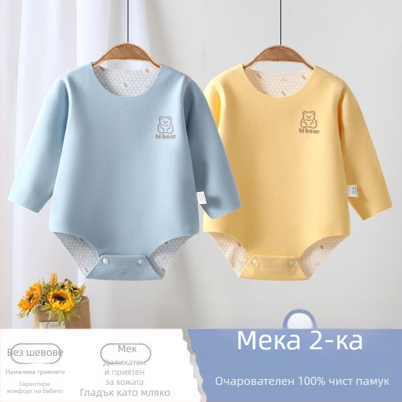 Унисекс ромпер за новородени от Corduroy с 96% заешка коса, дълги ръкави, пролетен сезон